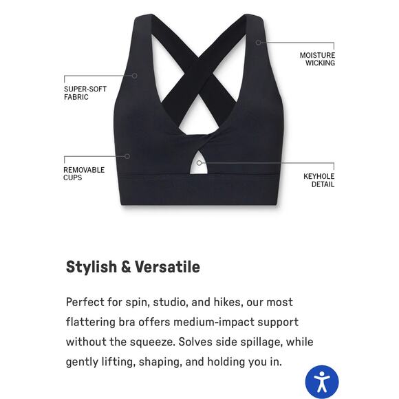 NWT Fabletics Oasis Twist Sport Bra Size Medium Black - Picture 6 of 8